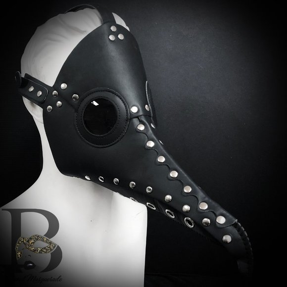 Plague Doctor Mask Black Long Nose Steampunk - Picture 2 of 3